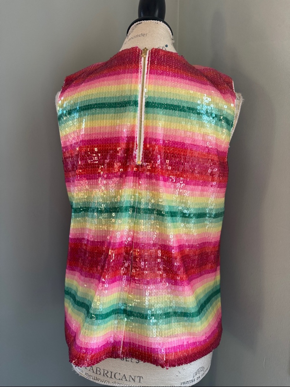 J.Crew watermelon stripe fully sequined sleeveless summer top EUC small - Picture 4 of 11